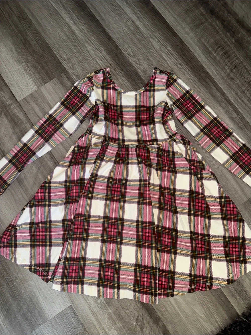 Hanna Andersson 6-7 Girls' Plaid Long Sleeve Skater Dress tartan holiday